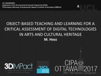OBJECT-BASED TEACHING AND LEARNING FOR A  CRITICAL ASSESSMENT OF DIGITAL TECHNOLOGIES  IN ARTS AND
