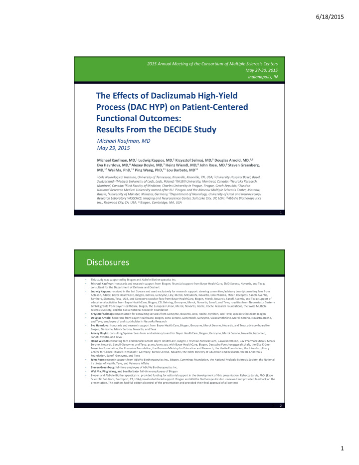 the effects of daclizumab high yield process dac hyp on