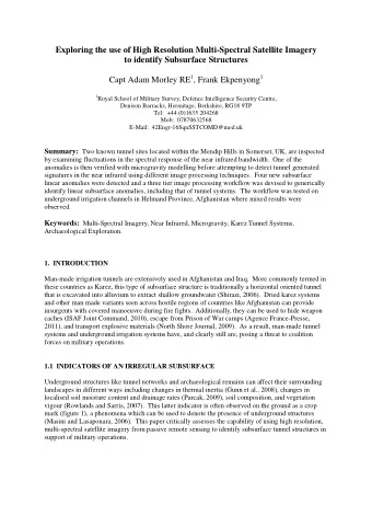 Exploring the use of High Resolution Multi-Spectral Satellite Imagery  to identify Subsurface