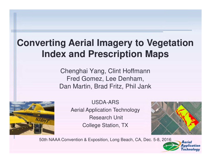 converting aerial imagery to vegetation index and
