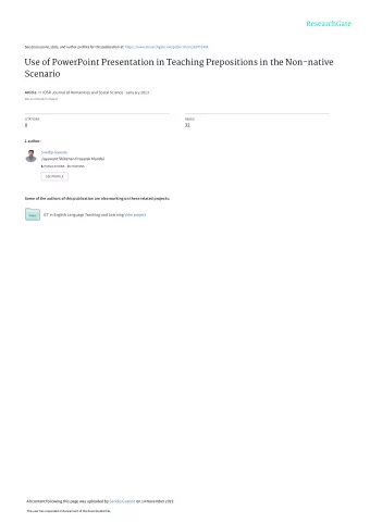 Use of PowerPoint Presentation in Teaching Prepositions in the Non-native  Scenario Article in IOSR