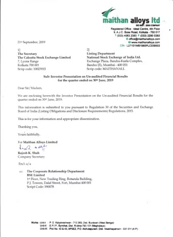 In  Investor Presentation  Sep  eptember 2019  Safe Harbor This presentation and the accompanying