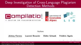 Deep Investigation of Cross-Language Plagiarism  Detection Methods  Authors  Jrmy Ferrero