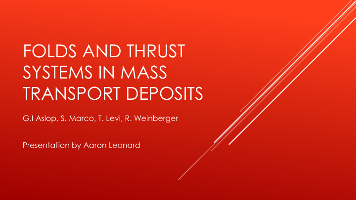 folds and thrust systems in mass transport deposits