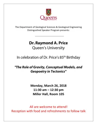 Monday, March 26, 2018 11:30 am  12:30 pm  Miller Hall, Room 105  All are welcome to attend!