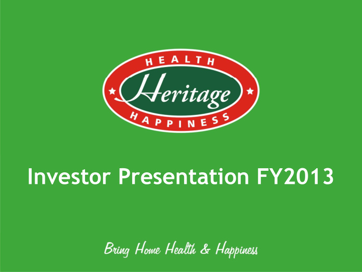 investor presentation fy2013 disclaimer