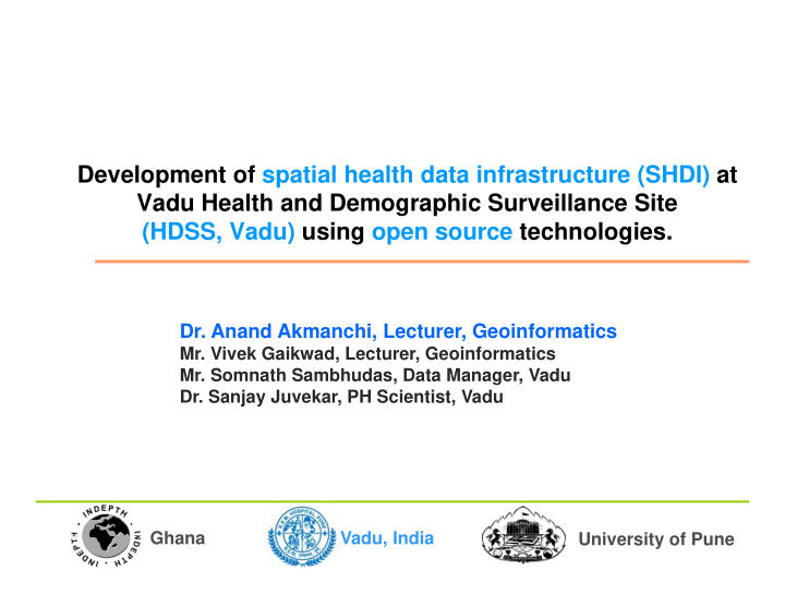 development of spatial health data infrastructure shdi at
