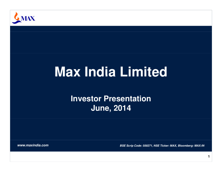 max india limited max india limited