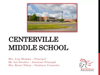CEN  CENTER  ERVI  VILLE  E  MI  MIDDL  DDLE SCH  SCHOOL  OOL  Mrs. Lisa Mumma  Principal  Mr.