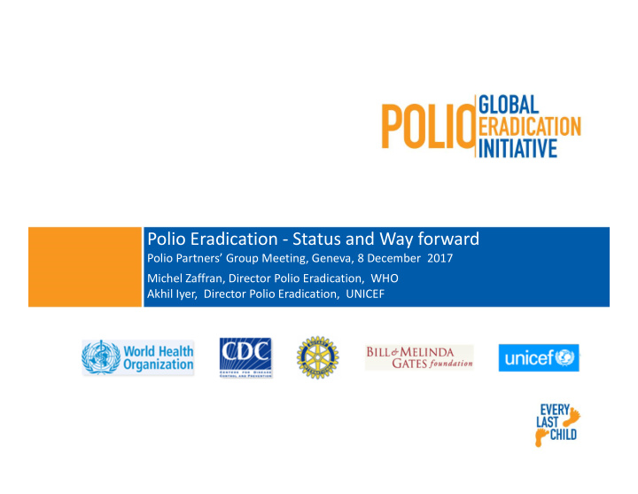 polio eradication status and way forward