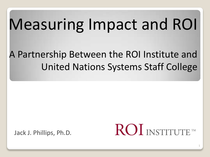 measuring impact and roi
