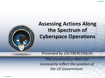 Assessing Actions Along  the Spectrum of  Cyberspace Operations  Presented by USCYBERCOM/JA  This