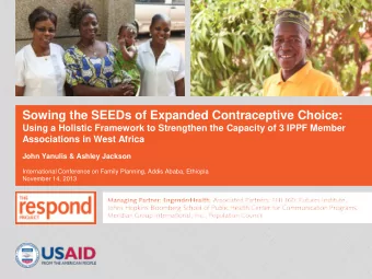 Sowing the SEEDs of Expanded Contraceptive Choice:  Using a Holistic Framework to Strengthen the