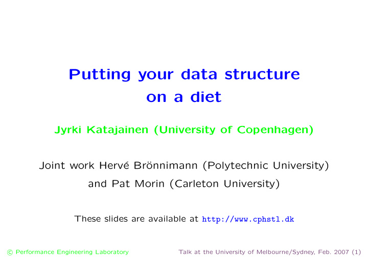putting your data structure on a diet