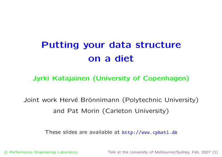 putting your data structure on a diet