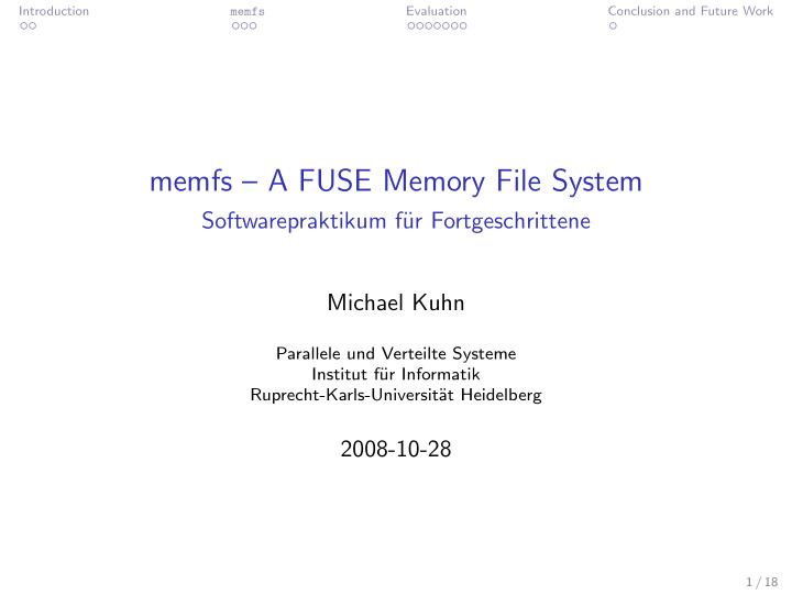 memfs a fuse memory file system