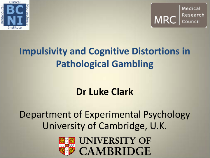 impulsivity and cognitive distortions in pathological