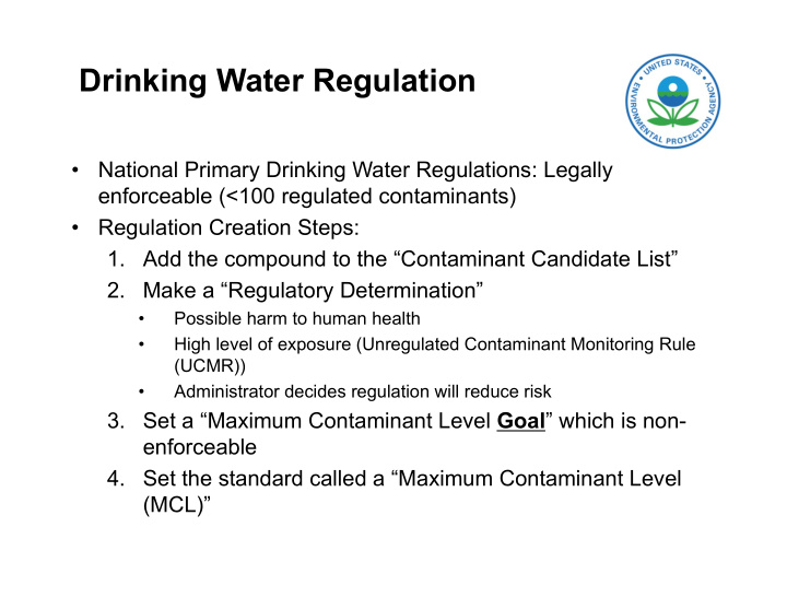 drinking water regulation