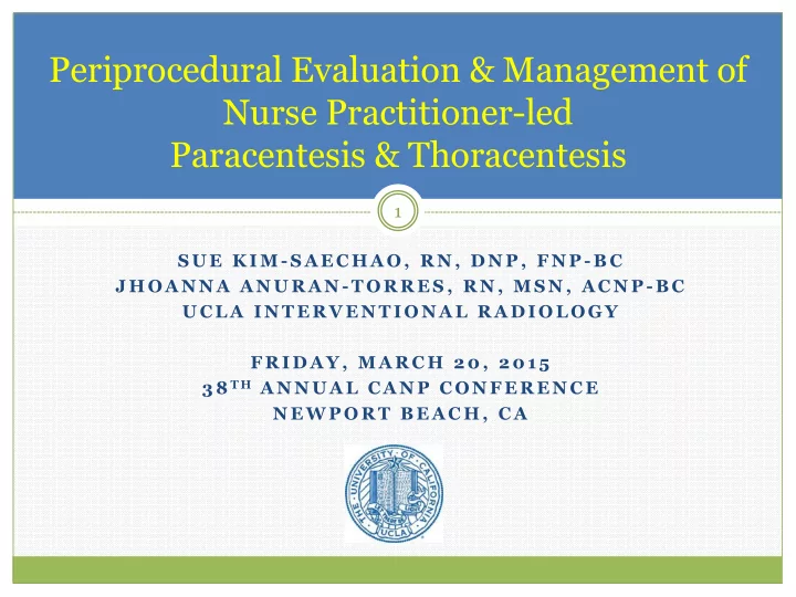 periprocedural evaluation amp management of