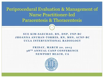 Periprocedural Evaluation &amp; Management of  Nurse Practitioner-led  Paracentesis &amp;