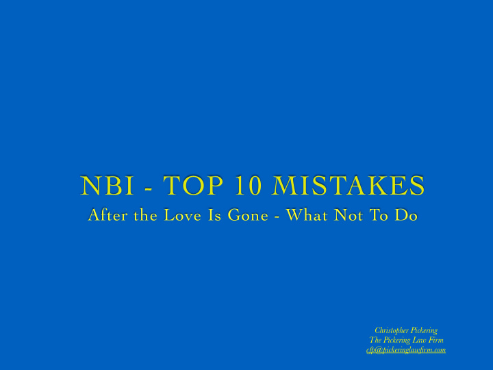 nbi top 10 mistakes