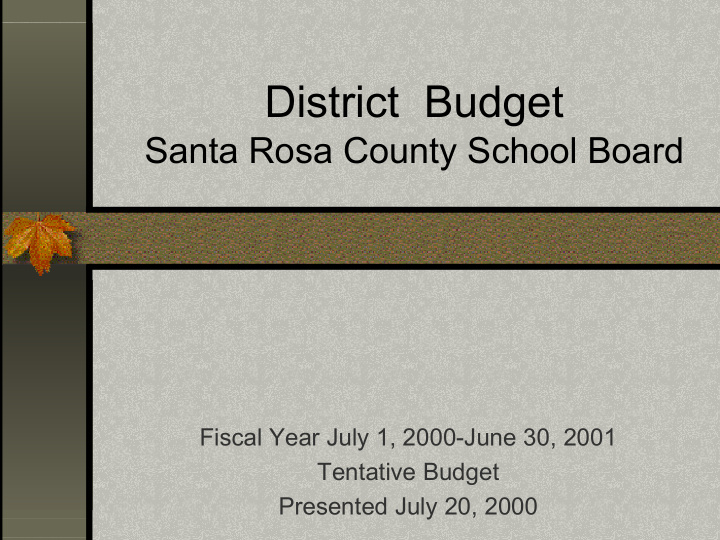 district budget
