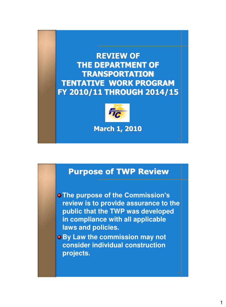 tentative work program