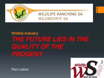 THE FUTURE LIES IN THE  QUALITY OF THE  PROGENY  Paul Lubout  History of animal breeding in