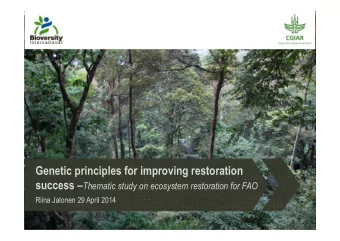 Genetic principles for improving restoration success  Thematic study on ecosystem restoration