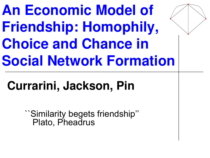 an economic model of friendship homophily choice and