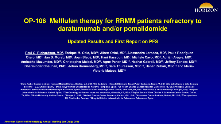 op 106 melflufen therapy for rrmm patients refractory to