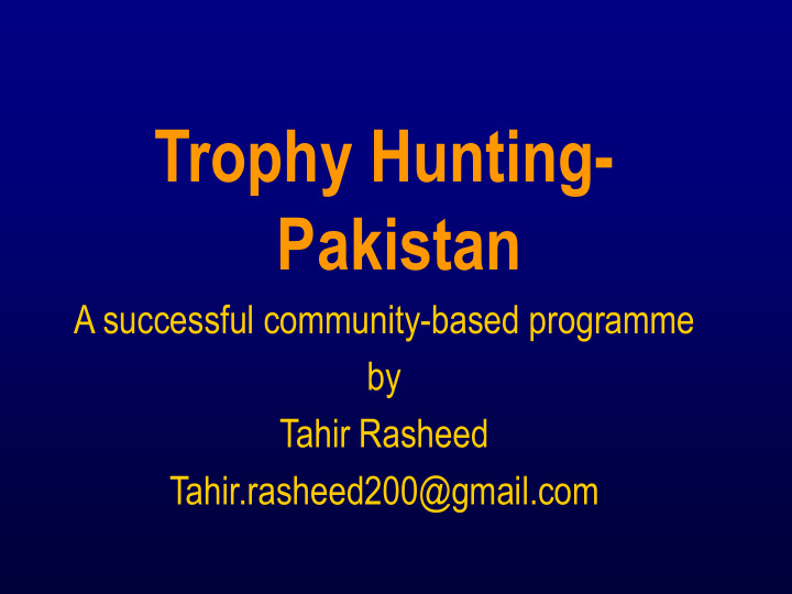 trophy hunting pakistan