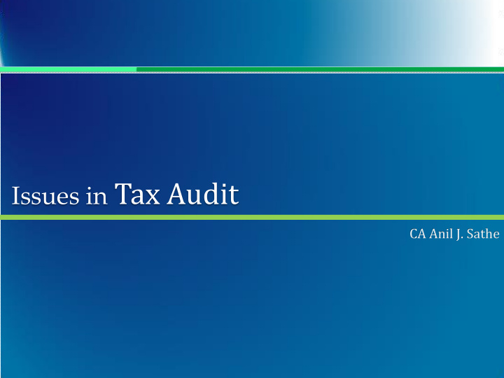 issues in tax audit