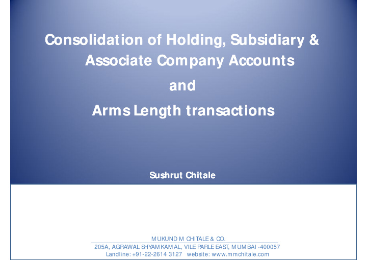 consolidation of holding subsidiary amp consolidation of