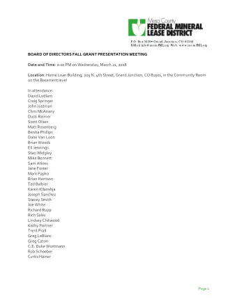 P.O. Bo x 3039  Gra nd Junc tio n, CO 81502  E  -Ma il: info @ me sa F  ML  .o rg  We b : www.me