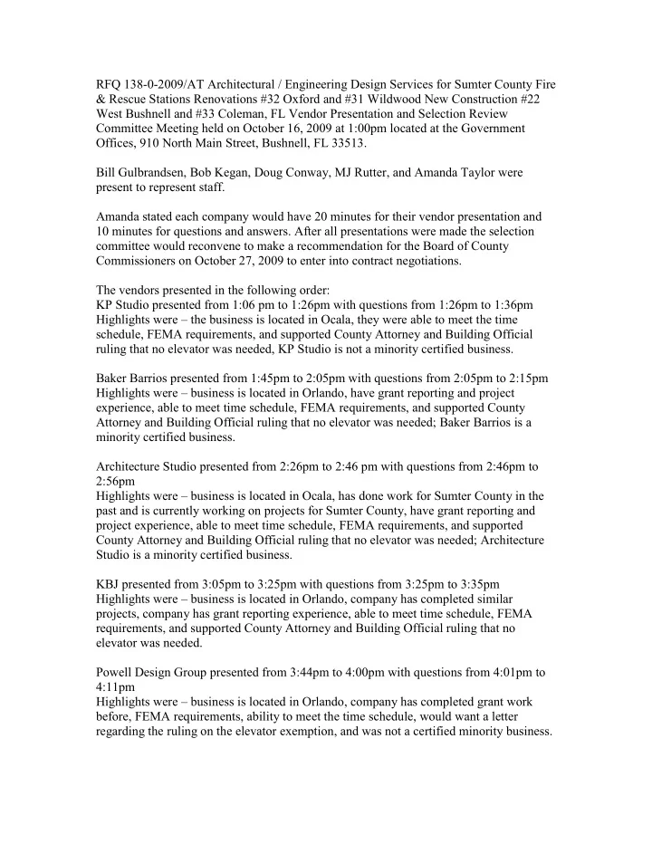 rfq 138 0 2009 at architectural engineering design