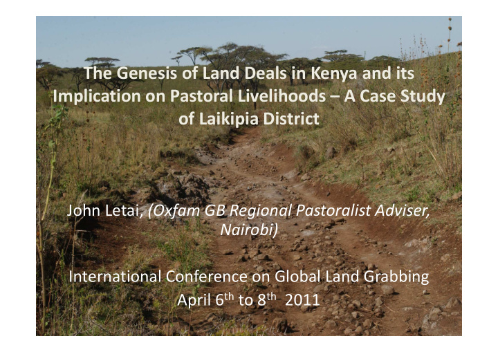 the genesis of land deals in kenya and its implication on