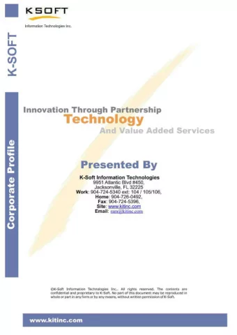 Introduction  K-Soft Information Technologies Inc., is a leading provider of I.T staffing &amp;