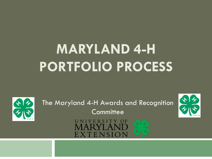 maryland 4 h portfolio process