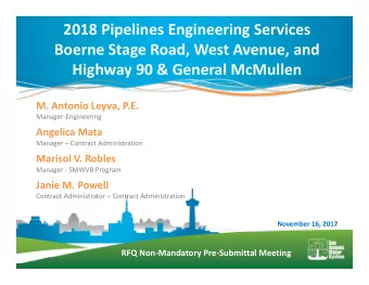 2018 Pipelines Engineering Services Boerne Stage Road, West Avenue, and Highway 90 &amp; General