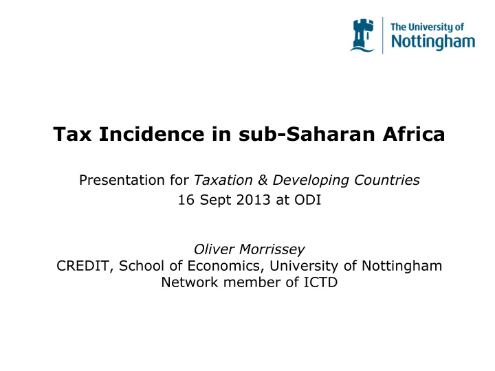 tax incidence in sub saharan africa