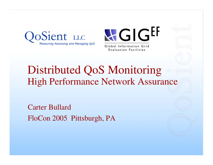 distributed qos monitoring