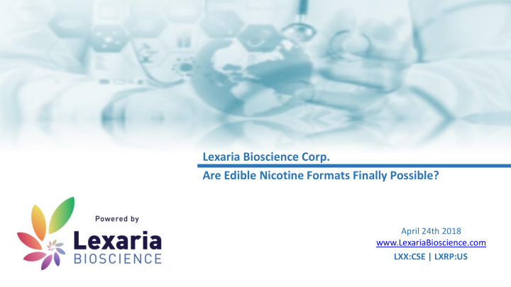 lexaria bioscience corp are edible nicotine formats