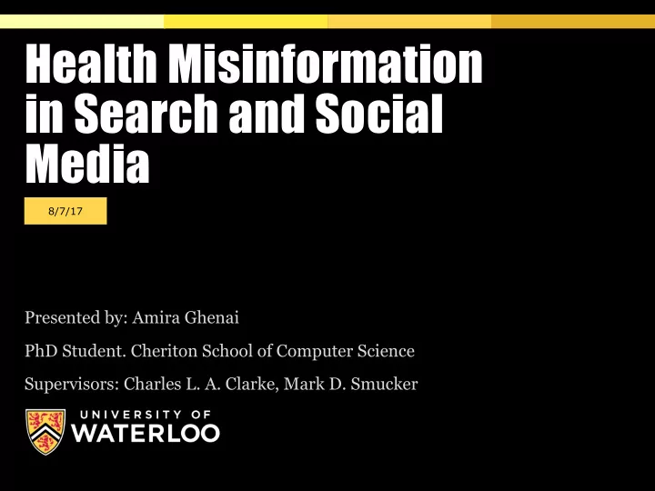 health misinformation in search and social media