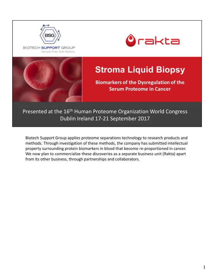 presented at the 16 th human proteome organization world