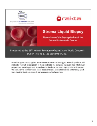 Presented at the 16 th Human Proteome Organization World Congress  Dublin Ireland 17-21 September