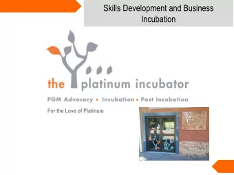 Incubation  For the Love of Platinum  1  FACTs on Incubation  Business Incubation is very important