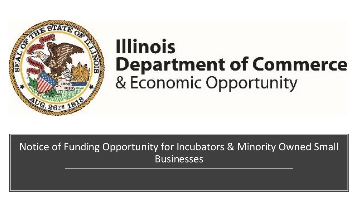 notice of funding opportunity for incubators amp minority