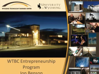 Program  Jon Benson  The Wyoming Technology Business Center  t  (WTBC) is a business development