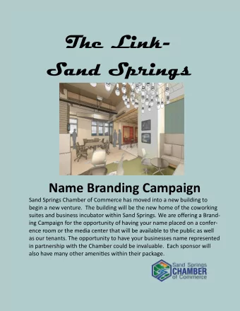 The Link-  Sand Springs Name Branding Campaign  Sand Springs Chamber of Commerce has moved into a